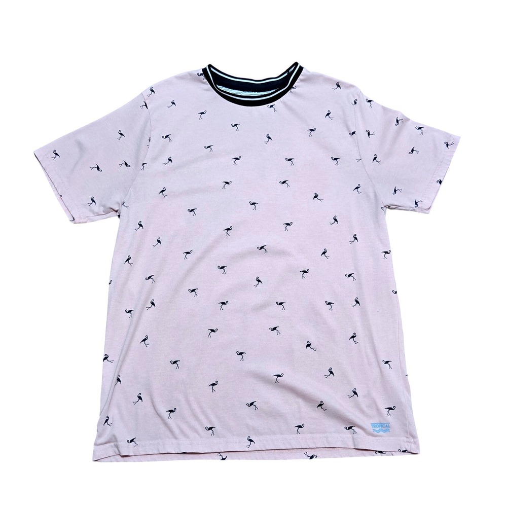 Denim & Flower Ricky Singh Mens XL Pink Flamingo Print Short Sleeve T-Shirt